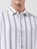 Men's White Regular Fit Striped Casual Shirt