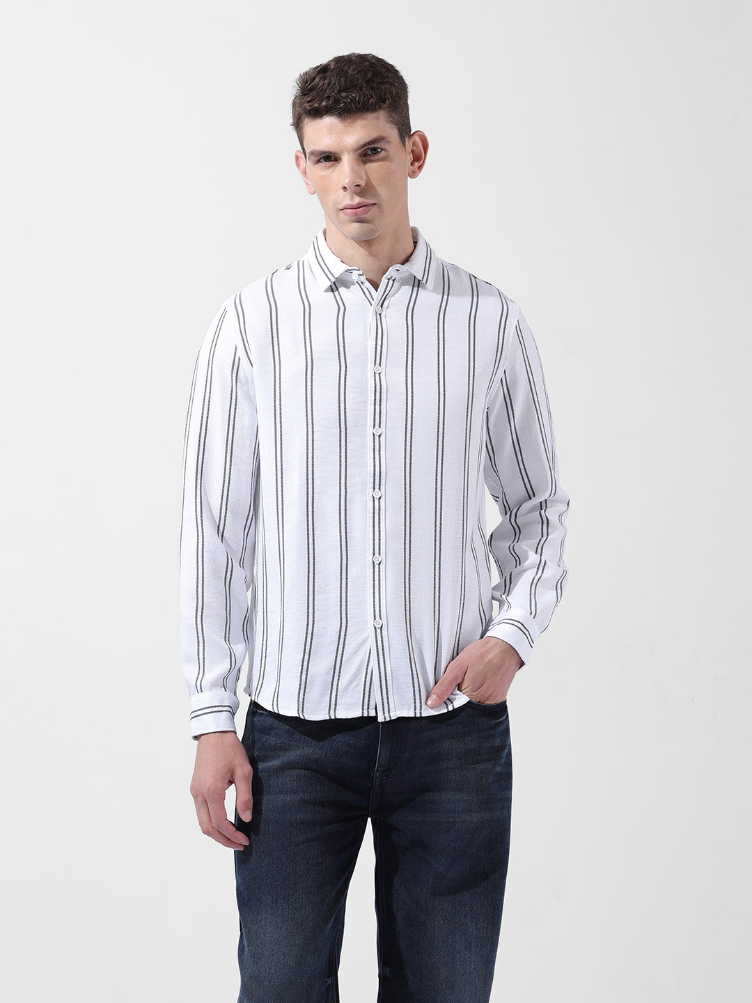 Men's Full Sleeves Regular Fit White Shirt