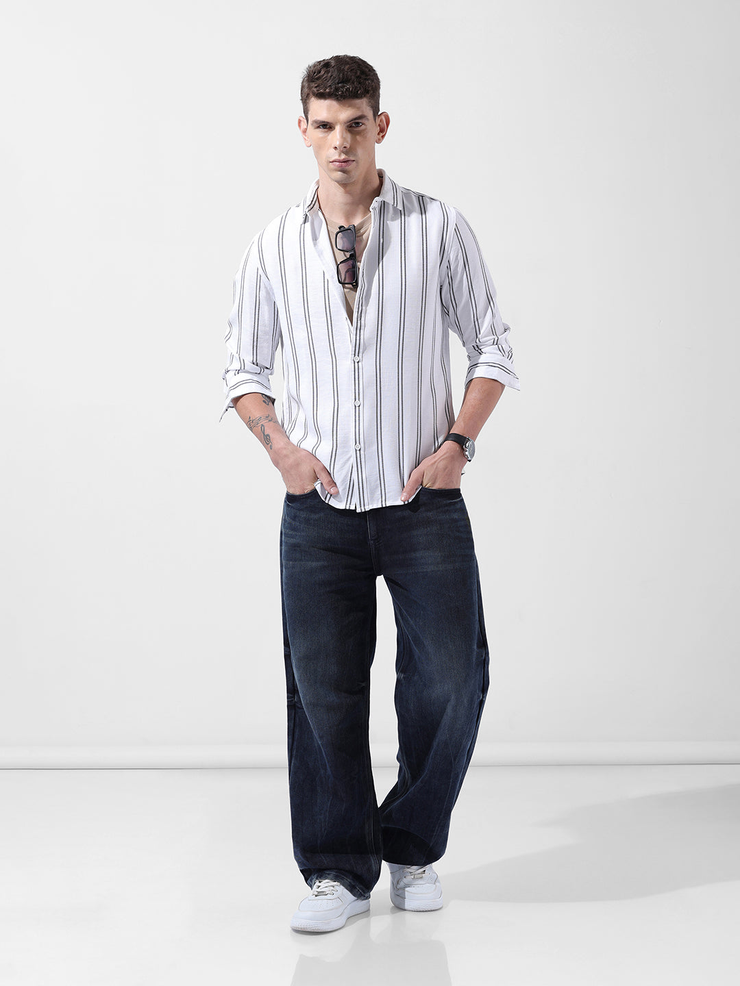Men's Full Sleeves Regular Fit White Shirt