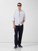 Men's White Regular Fit Striped Casual Shirt