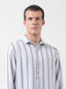 Men's White Regular Fit Striped Casual Shirt