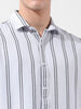 Men's White Regular Fit Striped Casual Shirt