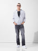 Men's White Regular Fit Striped Casual Shirt