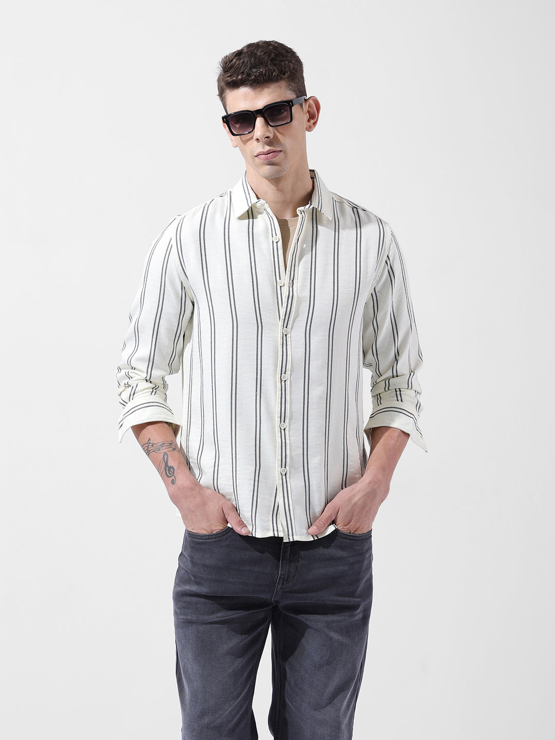 Men's Full Sleeves Regular Fit Yellow Shirt