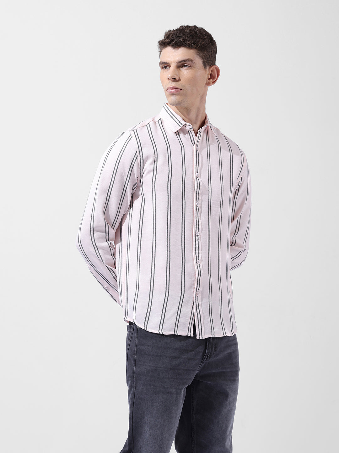 Men's Full Sleeves Regular Fit Pink Shirt