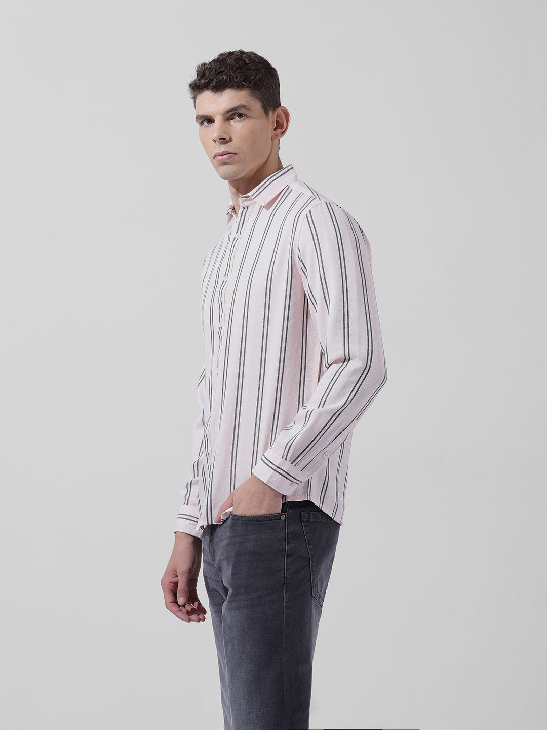 Men's Full Sleeves Regular Fit Pink Shirt