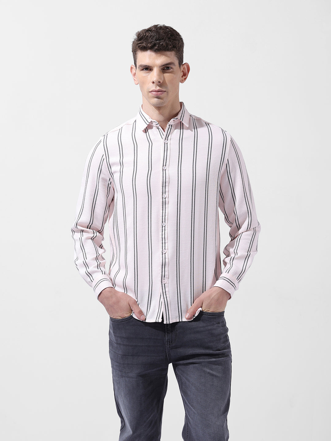 Men's Full Sleeves Regular Fit Pink Shirt