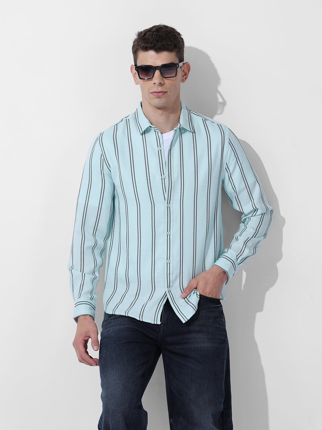 Men's Full Sleeves Regular Fit Green Shirt