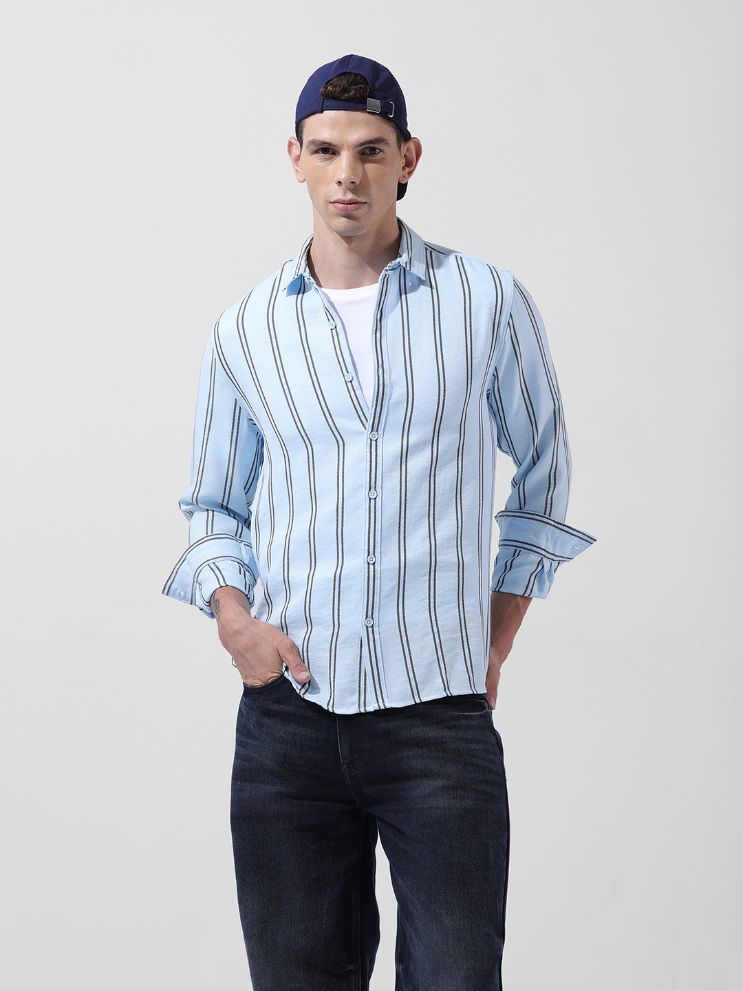 Men's Full Sleeves Regular Fit Blue Shirt