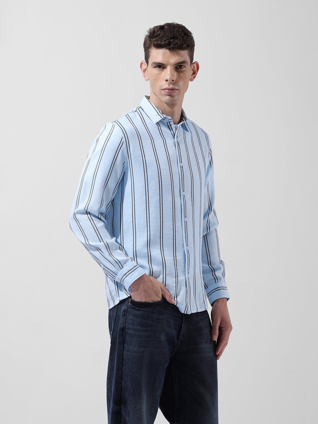 Men's Full Sleeves Regular Fit Blue Shirt