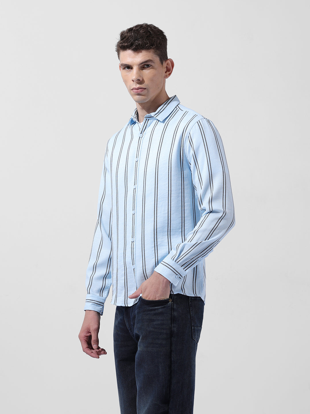 Men's Full Sleeves Regular Fit Blue Shirt
