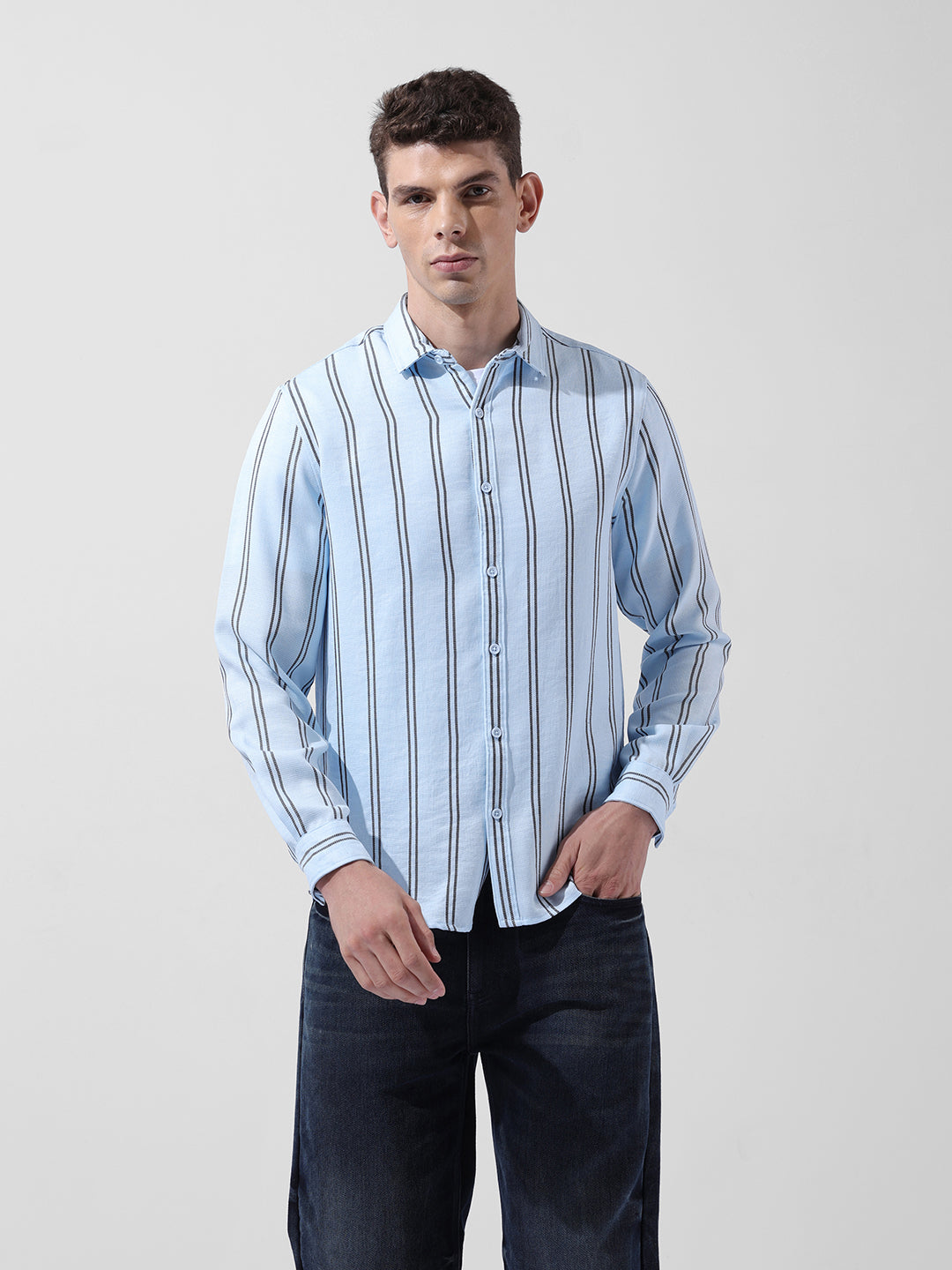 Men's Full Sleeves Regular Fit Blue Shirt
