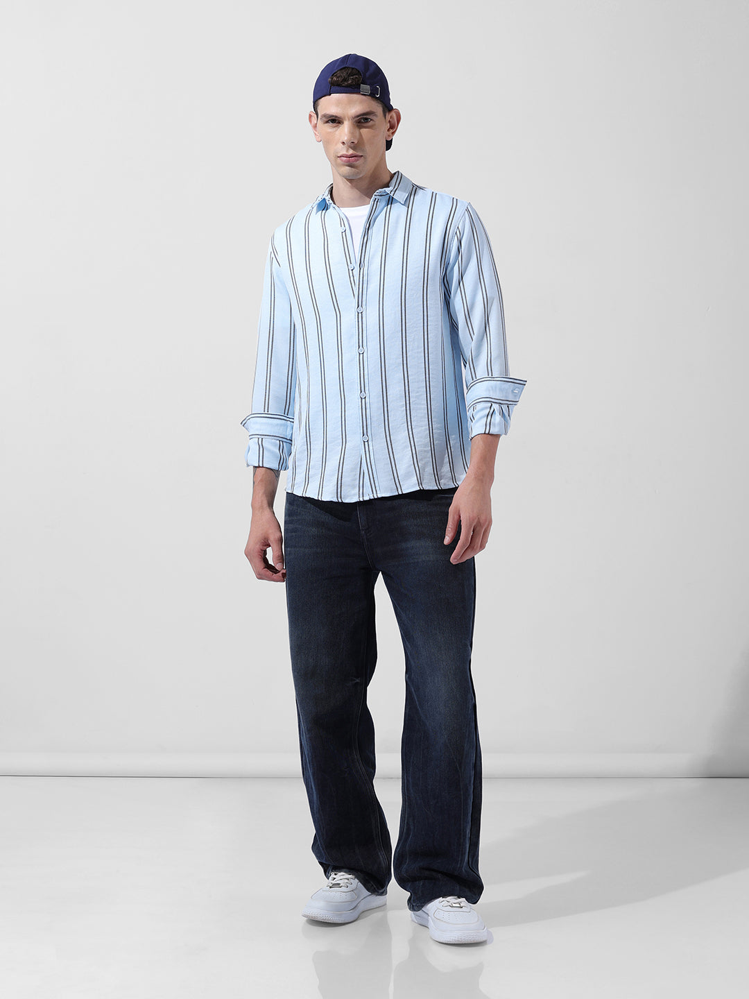 Men's Full Sleeves Regular Fit Blue Shirt