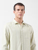 Men's Green Slim Fit Striped Casual Shirt