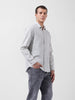 Men's Grey Slim Fit Striped Casual Shirt