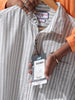 Men's Grey Slim Fit Striped Casual Shirt