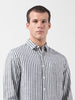Men's Navy Blue Slim Fit Striped Casual Shirt