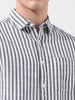 Men's Navy Blue Slim Fit Striped Casual Shirt