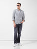 Men's Navy Blue Slim Fit Striped Casual Shirt