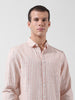 Men's Orange Slim Fit Striped Casual Shirt