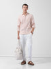 Men's Orange Slim Fit Striped Casual Shirt