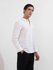 Men's White Slim Fit Textured Party Wear Shirt