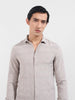 Men's Beige Slim Fit Textured Party Wear Shirt