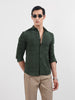 Men's Green Slim Fit Textured Party Wear Shirt