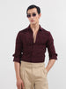 Men's Maroon Slim Fit Textured Party Wear Shirt