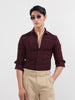 Men's Maroon Slim Fit Textured Party Wear Shirt