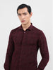 Men's Maroon Slim Fit Textured Party Wear Shirt