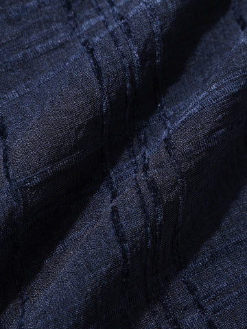 Men's Blue Slim Fit Textured Party Wear Shirt