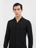 Men's Black Slim Fit Textured Party Wear Shirt