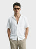 Men's White Relaxed Fit Resort Wear Textured Shirt