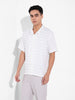 Men's White Relaxed Fit Resort Wear Textured Shirt