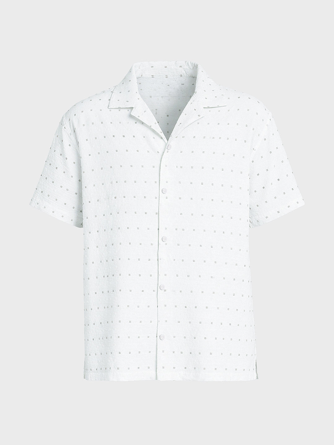 Men's White Relaxed Fit Resort Wear Textured Shirt