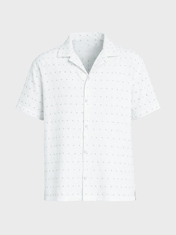 Men's White Relaxed Fit Resort Wear Textured Shirt