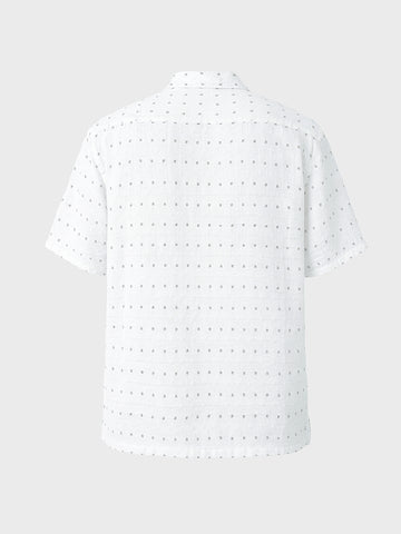 Men's White Relaxed Fit Resort Wear Textured Shirt