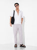 Men's White Relaxed Fit Resort Wear Textured Shirt