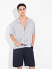 Men's Grey Relaxed Fit Resort Wear Textured Shirt