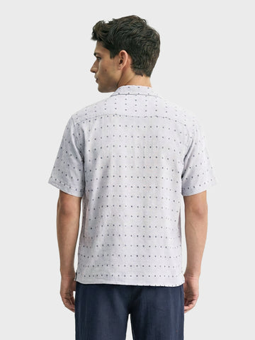 Men's Grey Relaxed Fit Resort Wear Textured Shirt