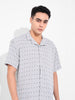 Men's Grey Relaxed Fit Resort Wear Textured Shirt