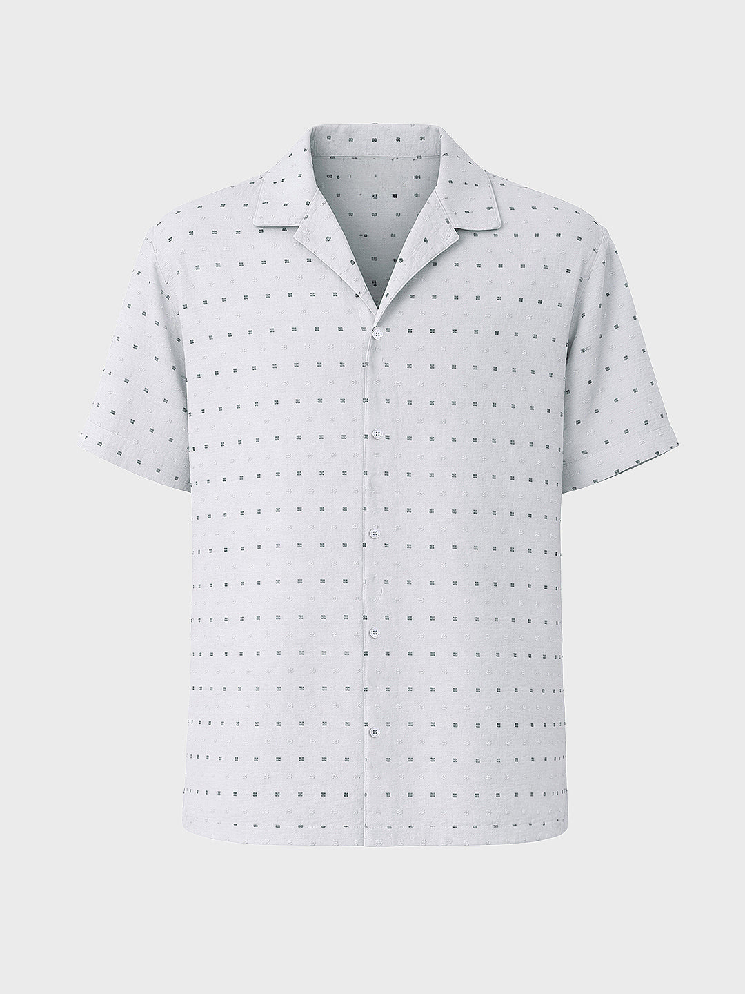 Men's Grey Relaxed Fit Resort Wear Textured Shirt