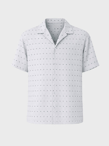 Men's Grey Relaxed Fit Resort Wear Textured Shirt