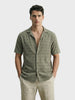Men's Olive Relaxed Fit Resort Wear Textured Shirt