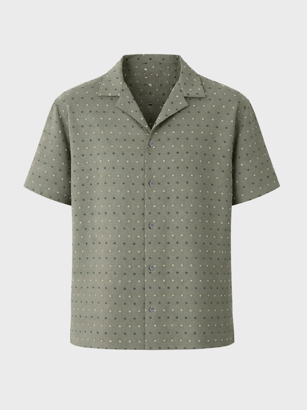Men's Olive Relaxed Fit Resort Wear Textured Shirt