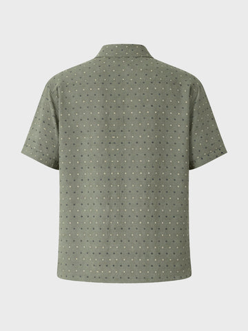 Men's Olive Relaxed Fit Resort Wear Textured Shirt
