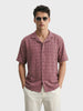 Men's Red Relaxed Fit Resort Wear Textured Shirt