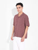 Men's Red Relaxed Fit Resort Wear Textured Shirt