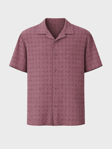 Men's Red Relaxed Fit Resort Wear Textured Shirt